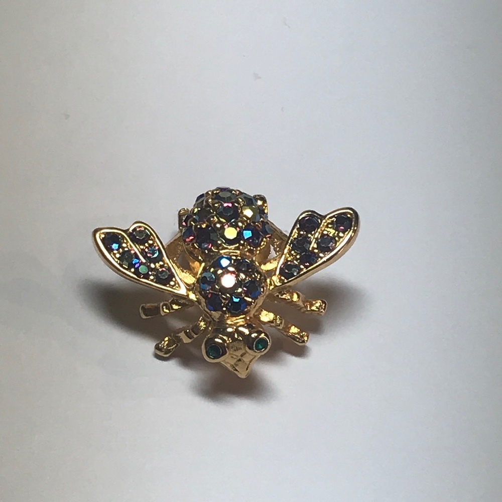 Joan Rivers gold Bee brooch aurora borealis - Picture 8 of 8